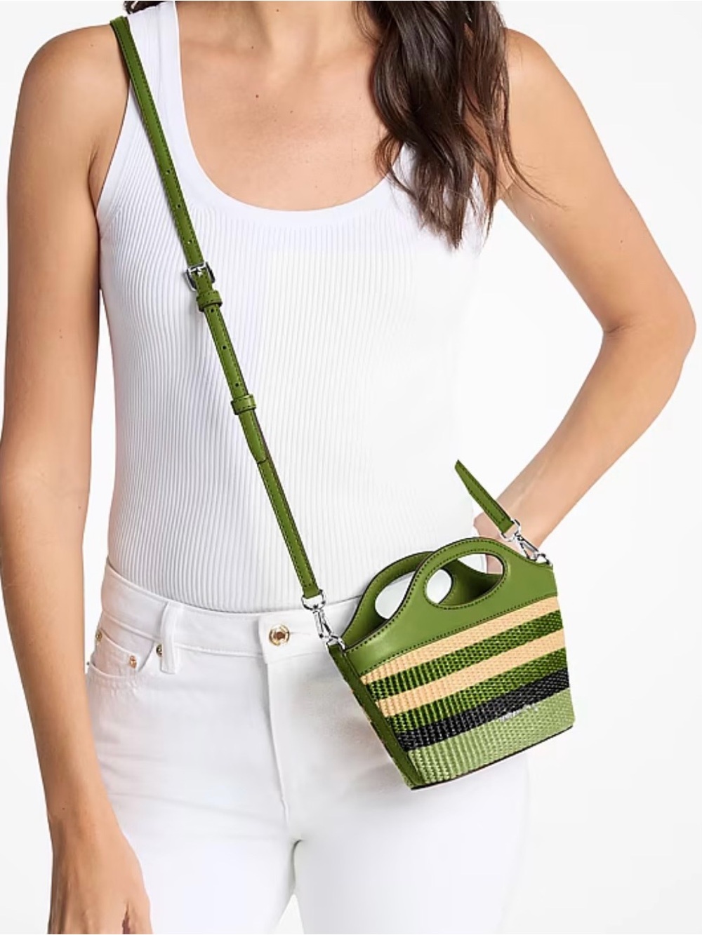 NEW Michael KORS Women’s Small Woven Totem Striped Shoulder Crossbody Bag